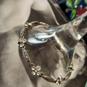 FLAWED- Sterling Silver Marcasite CZ Bracelet